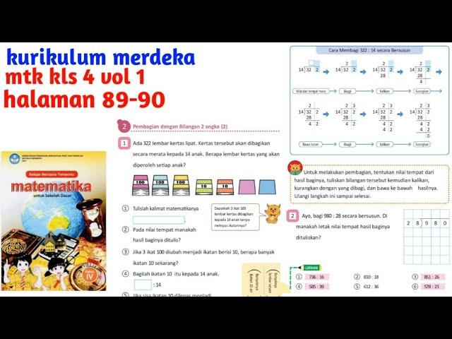 Matematika kelas 4 volume 1 halaman 89-90 kurikulum merdeka