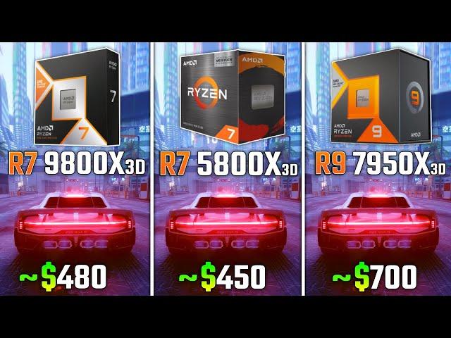 RYZEN 7 9800X3D vs RYZEN 7 5800X3D vs RYZEN 9 7950X3D | Test in 6 Games