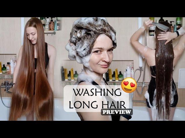 Washing long hair with a lot of foam  HAIR PLAY (preview)