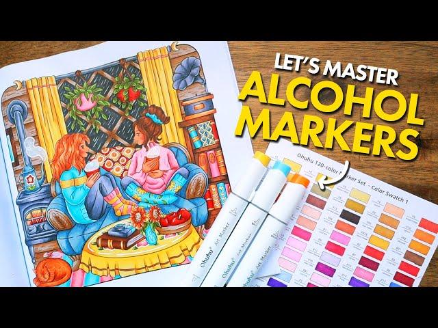 MASTERING ALCOHOL MARKERS:  Essential Tips for Adult Coloring (ft. Ohuhu)