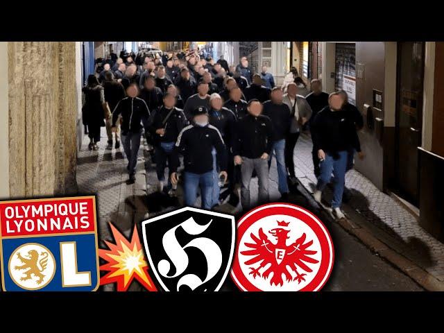 Frankfurt-Hools jagen Lyon-Ultras durch die Straßen!