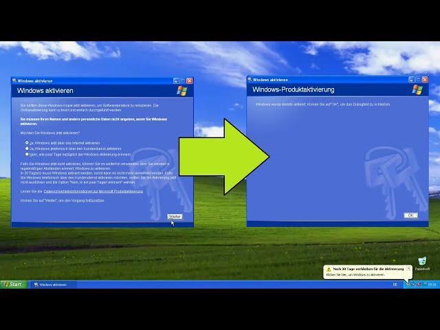 Windows XP - Aktivierung via Registrierung (Ohne Tool, Telefon, Internet)