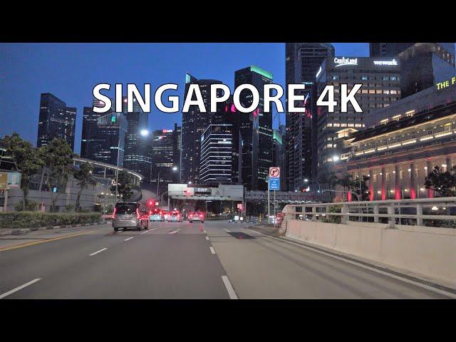 Singapore 4K - Driving Downtown - Sunset Drive