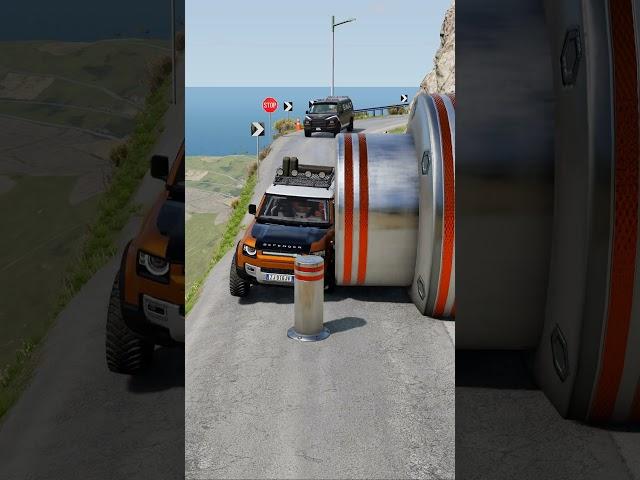 Cars vs Giant Pit Bollards Crash - BeamNG.Drive