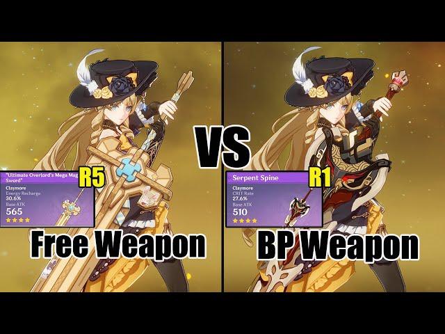 Navia Free Weapon vs BP Weapon - Damage Comparison - Genshin impact