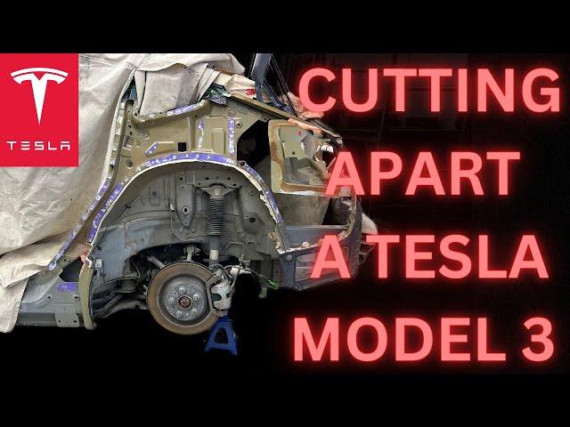 PART 1 Collision Repair Process Replacing A Tesla Model 3 Quarter Panel And Outer Wheelhouse!