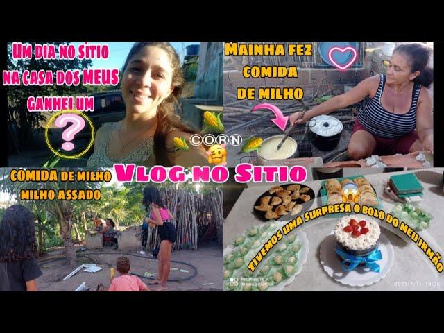 VLOG NO SÍTIO ANIVERSÁRIO DO MEU IRMÃOTIVEMOS UMA SURPRESA, MAINHA FEZ COMIDA DE MILHOSUPREENDEU