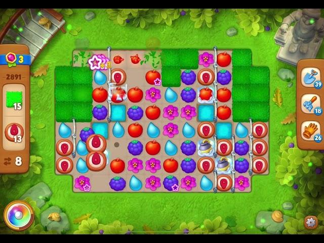 GardenScapes Level 2891 no boosters (18 moves)