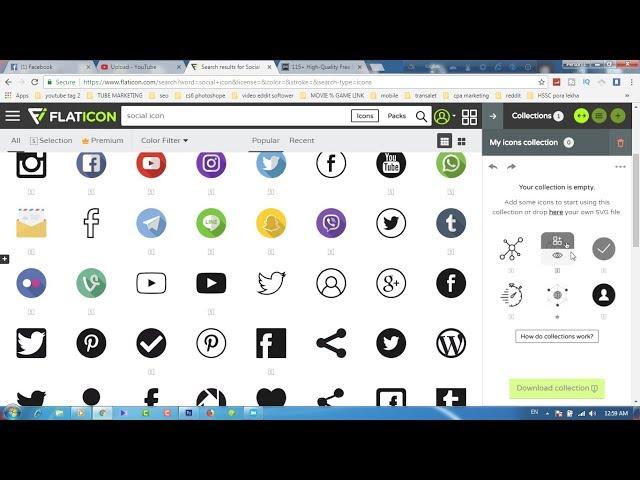 how to download social icon free ( flaticon vector icon use)