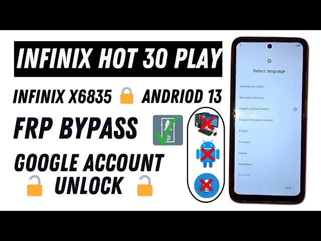 Infinix Hot 30 Play Frp Bypass Android 13 || Infinix Hot 30 Play (X6835) Google Account Bypass