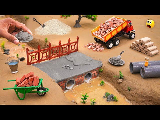 diy mini truck making bricks and home pipe bridge construction @sanocreator