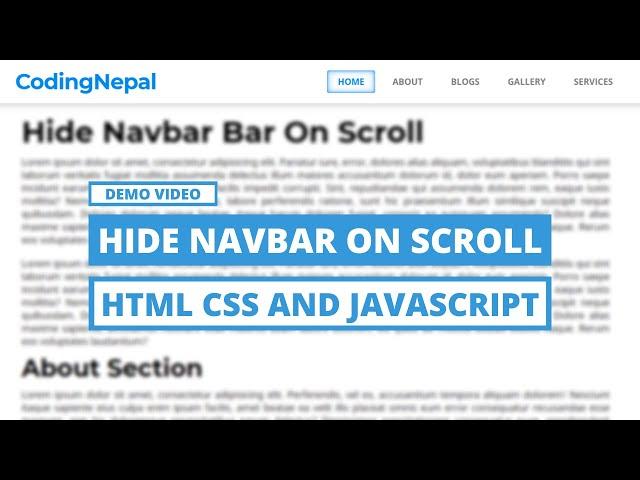 Scroll Down to Hide Navigation Menu Bar | HTML CSS & JS | Demo Video