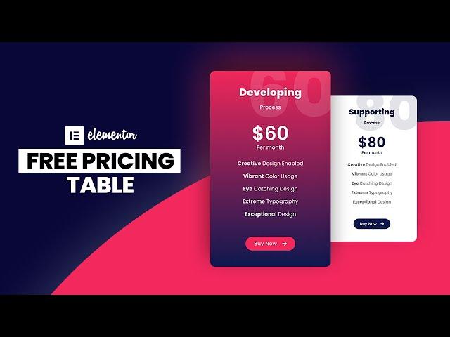 How to Make a COOL Pricing Table Design in Elementor for FREE | WordPress Elementor Tutorial