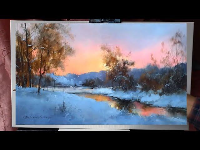 How to paint a Winter landscape. Oil Painting Step By Step