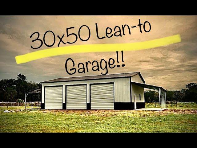 30x50 “Lithia” Double Lean-to Garage Workshop!