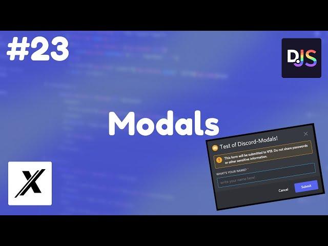 HOW TO CREATE DISCORD MODALS | DISCORD.JS (V13) | #23