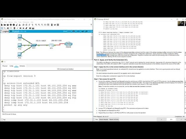 5.4.13 Packet Tracer - Configure Extended IPv4 ACLs - Scenario 2