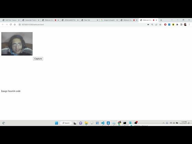 Javascript Tutorial to Capture Image From Webcam & Encode it to Base64 DataURL in Browser