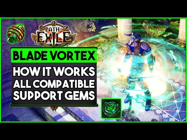 Path Of Exile -  Blade Vortex - All Support Gems, How It Works in Builds