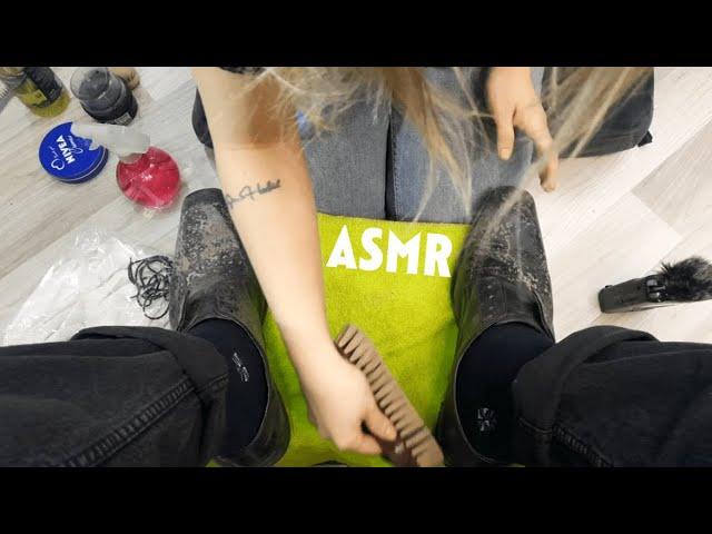 RAHATLA AYAKKABINI BOYUYORUM ( Türkçe asmr, no talking, brush )