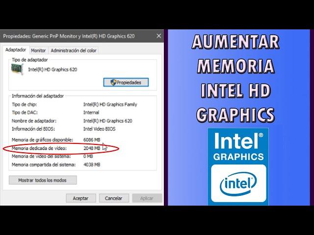 AUMENTAR MEMORIA DEDICADA INTEL HD GRAPHICS || 100% Funcional