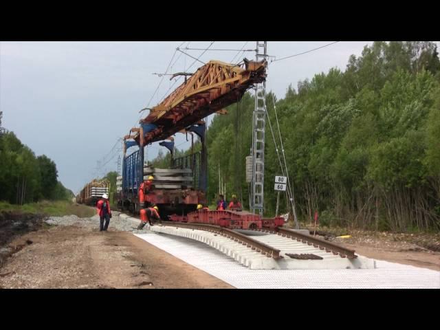 Рабочий цикл крана УК-25/19 / Work cycle of railway montage crane UK-25/19