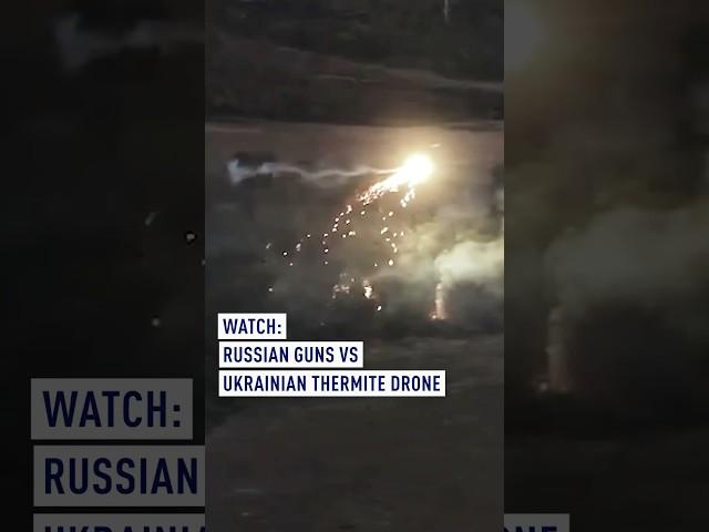 Ukraine frontlines footage: Russian machine gun locks onto a Ukrainian thermite drone