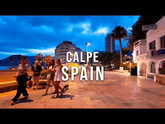 Calpe Spain  Evening Walk 2024 | Explore the Seaside Town at Night [4K 60 FPS]