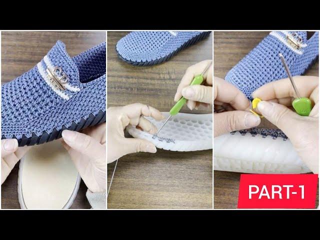 Wonderful  Unique crochet shoes stylish handmade tutorial, Part 1