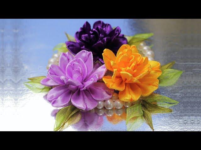 Цветочки из ЭКО-лепесточков! Мастер класс, КАНЗАШИ из лент  / DIY Ribbon Flower Kanzashi