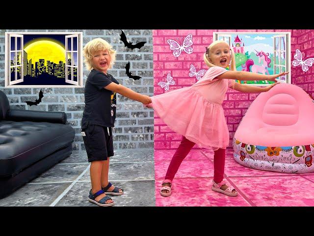 Pink vs Black Challenge + more Kids Songs by Katya and Dima