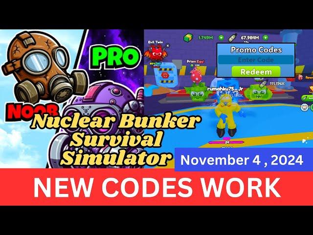 *All Codes Work* Nuclear Bunker Survival Simulator ROBLOX, November 4, 2024