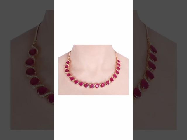 Latest Amazon Beautiful Fashion Jewellery Red Ruby Necklace Design | artificial imitation jewellery