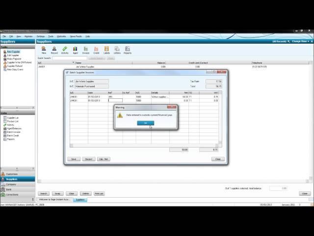 Sage Accounts Tutorial - Purchase Ledger/Supplier Module - Sage Training