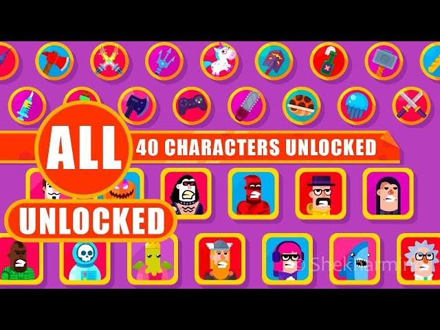 Bowmasters All Characters Gameplay | ALL 40 Characters UNLOCKED