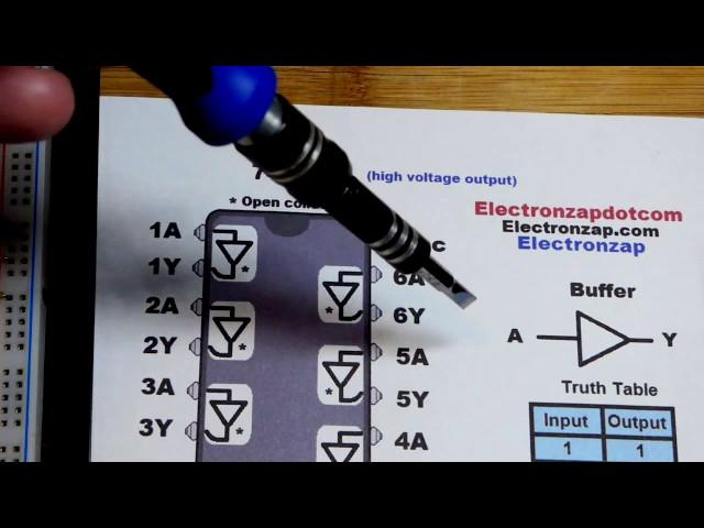 7407 74LS04 hex buffer with open collector high voltage outputs integrated circuit IC by electronzap