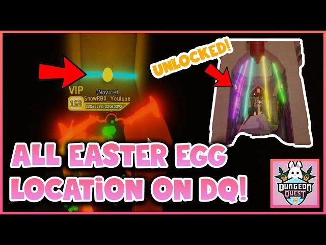 ALL EASTER EGG LOCATION ON DUNGEON QUEST! *HOW TO UNLOCK THE PURPLE BEAM ON EXCALIBUR QUEST*