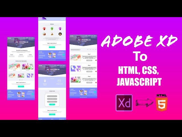 ADOBE Xd to HTML,CSS & JavaScript | Designing Web Design in ADOBE XD | Export Design To HTML