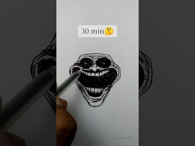 Troll face drawing in 5 sec, 30 min and 2 hr #shorts