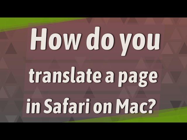 How do you translate a page in Safari on Mac?