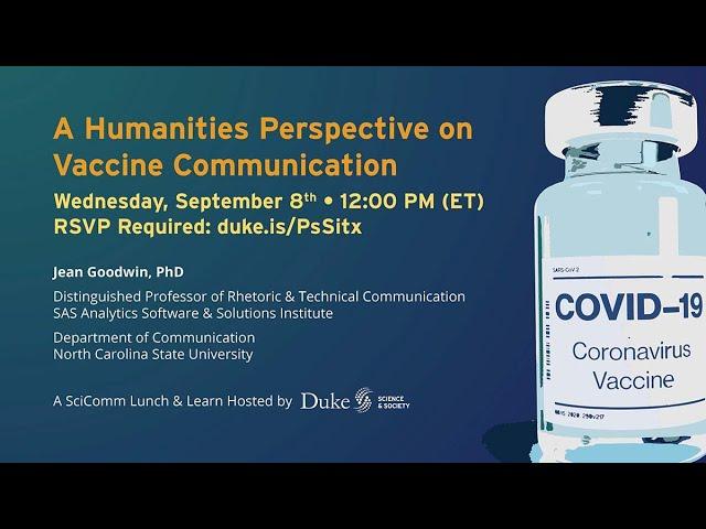 SciComm Lunch & Learn: A Humanities Perspective on Vaccine Communication