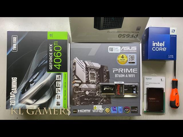 intel Core i7 14700 ASUS PRIME B760M-A WIFI ZOTAC RTX4060Ti Thermaltake H25 Gaming PC Build