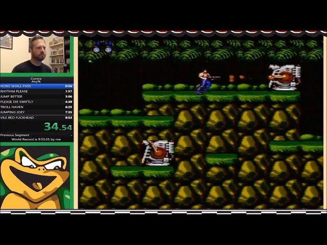Contra (NES) World Record Speedrun in 9:52 by Angrylanks