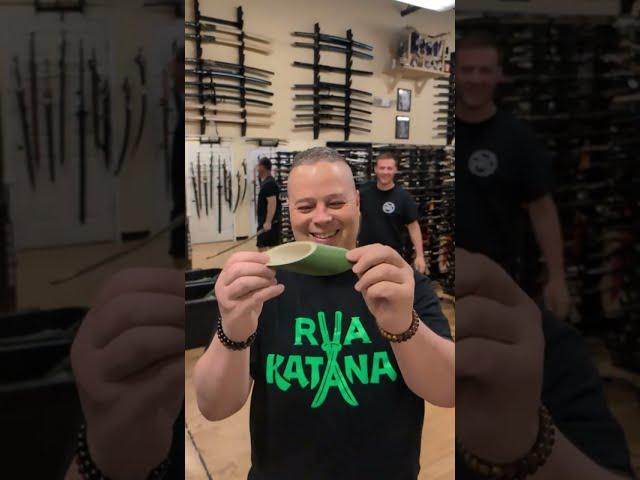 RVA Katana is live cutting bamboo