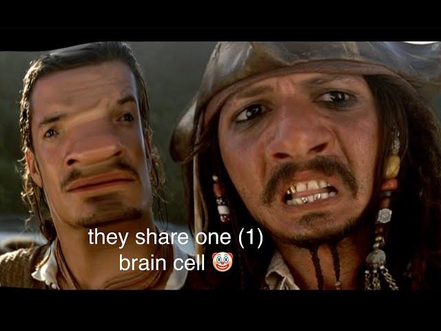 captain jack sparrow and will turner sharing one brain cell for about seven minutes