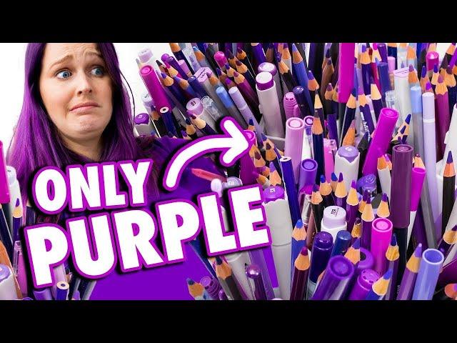 Coloring Using ONLY PURPLE Art Supplies!