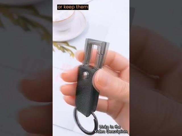 Foldable Metal Hook & Leather Loop Car Keychain for Both Women and Men