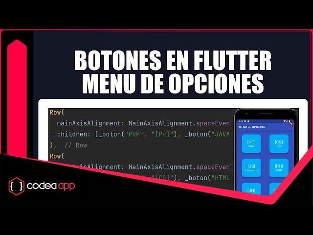 Como hacer botones en #Flutter 3.0 | menu de opciones UI FLUTTER