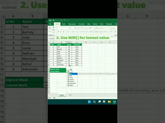 Max and min #excel#exceltips#exceltutorial#msexcelshorts#msexcel#max#min#explore#exceltricks