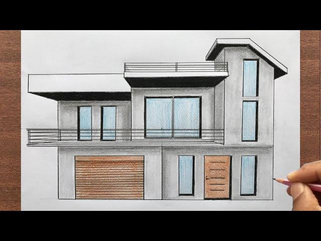 How to Draw a House in One-Point Perspective Step by Step